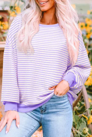 Green Stripe Nutcracker Doll Patched Drop Shoulder Long Sleeve Top