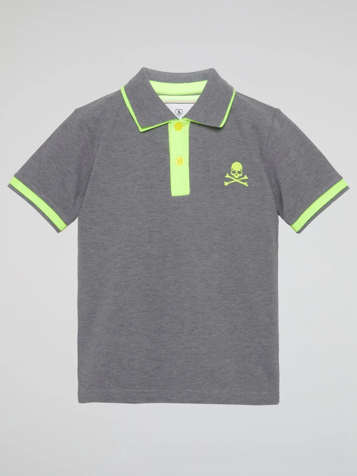 Grey Striped Edge Appliquéd Polo Shirt (Kids)