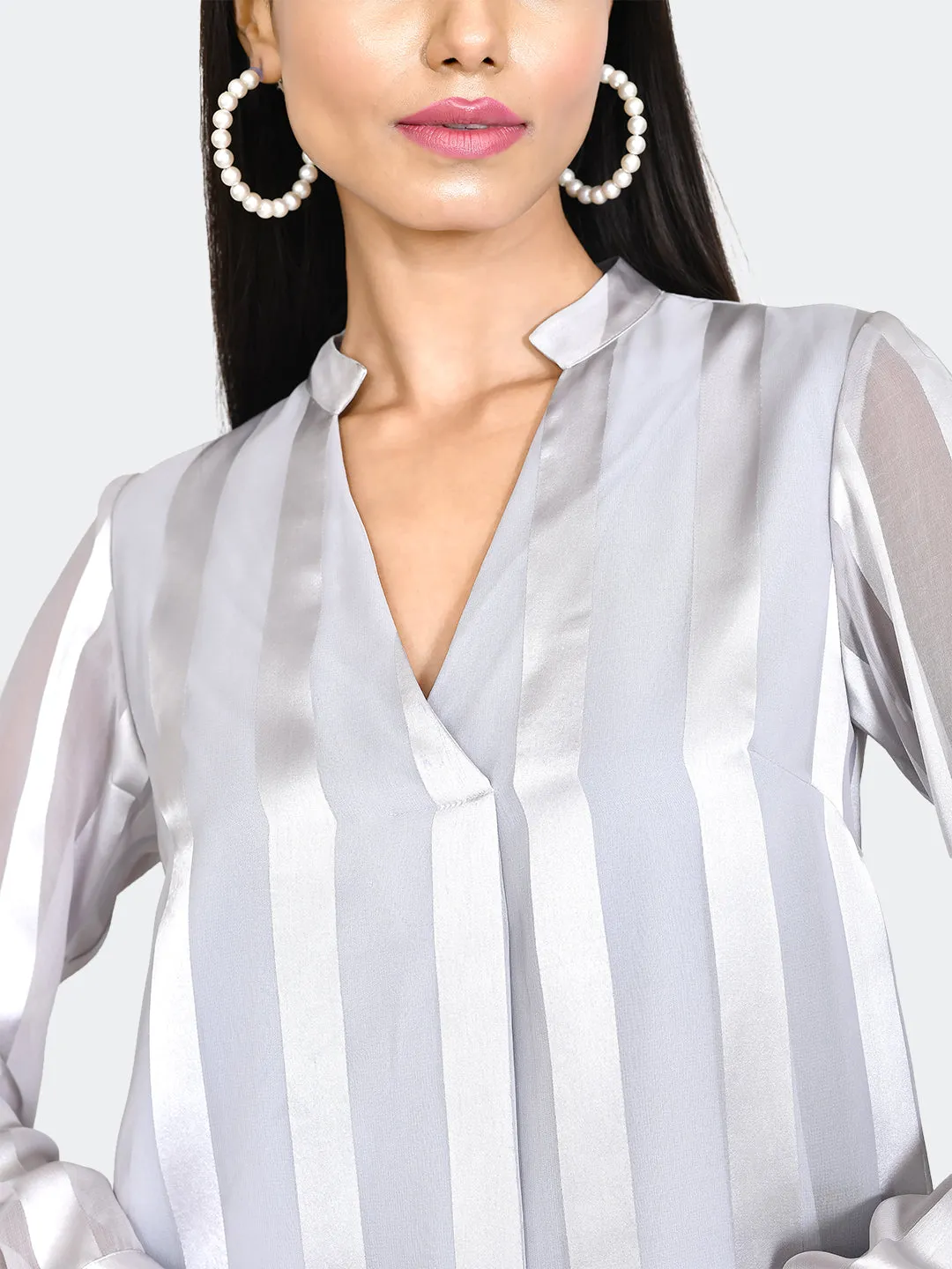 Grey Striped Straight Top