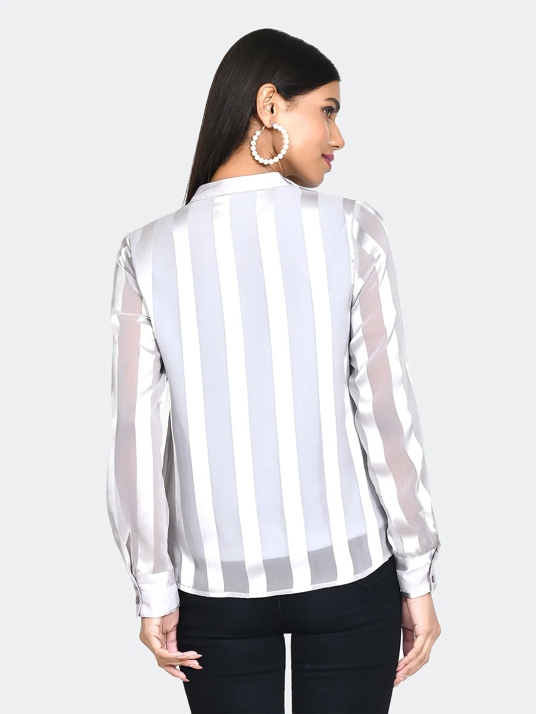 Grey Striped Straight Top