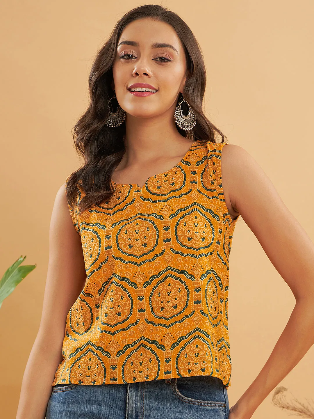 Haldi Yellow Mughal Kalamkari W/U Top