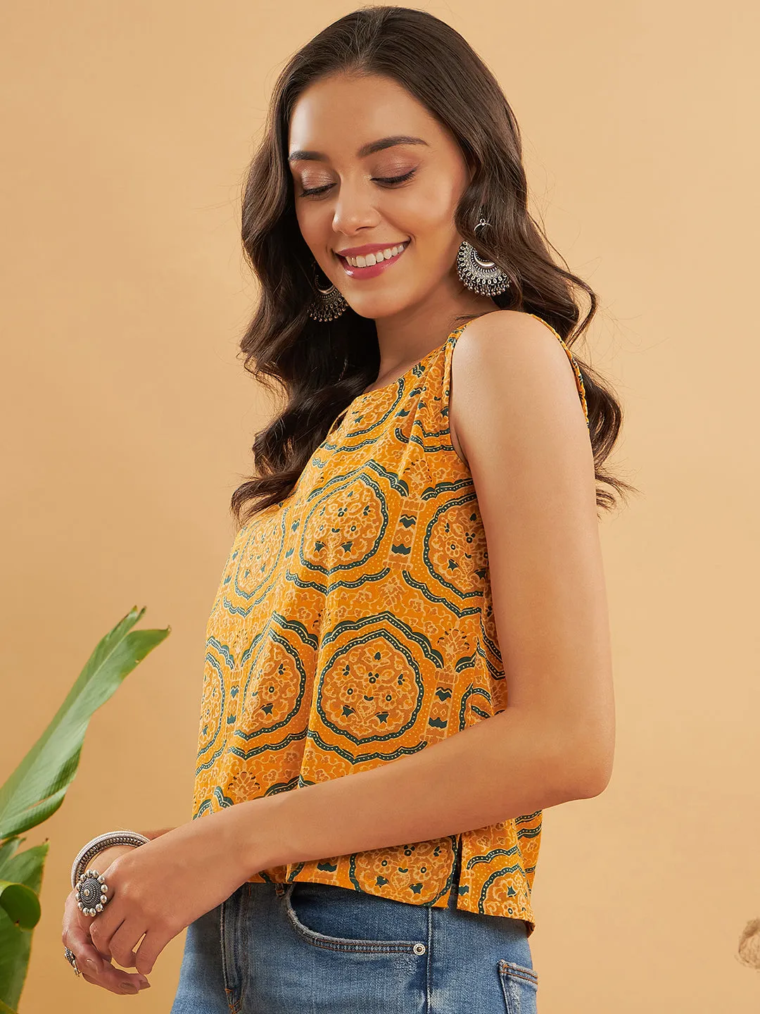 Haldi Yellow Mughal Kalamkari W/U Top