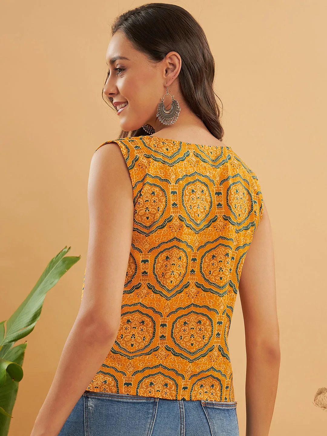 Haldi Yellow Mughal Kalamkari W/U Top