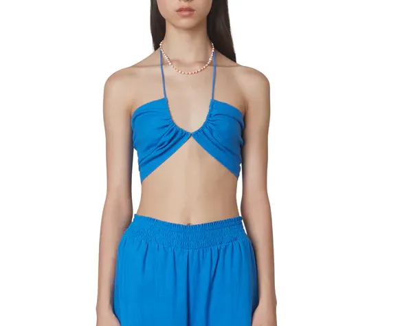 Halter Linen Crop Top