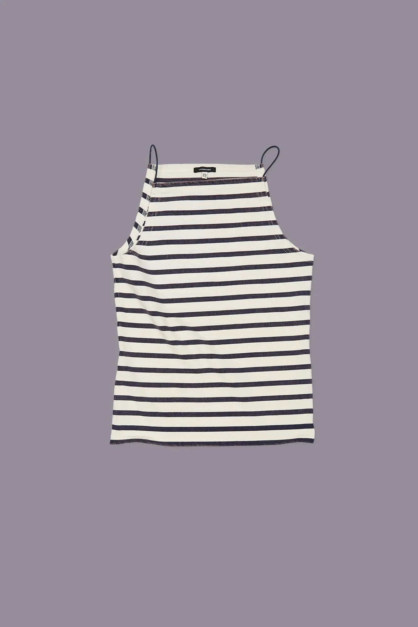 HALTER STRIPE TEE - NAVY/ECRU WIDE STRIPE