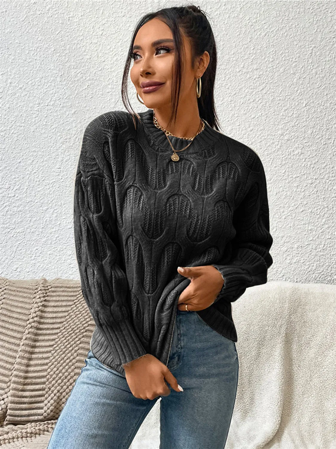 Hana Round Neck Long Sleeve Sweater