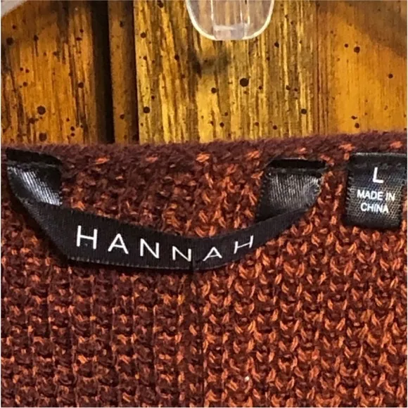HANNAH Colorblock Open Front Women's BROWN And ORANGE Cardigan Size LARGE