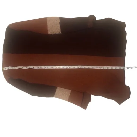 HANNAH Colorblock Open Front Women's BROWN And ORANGE Cardigan Size LARGE