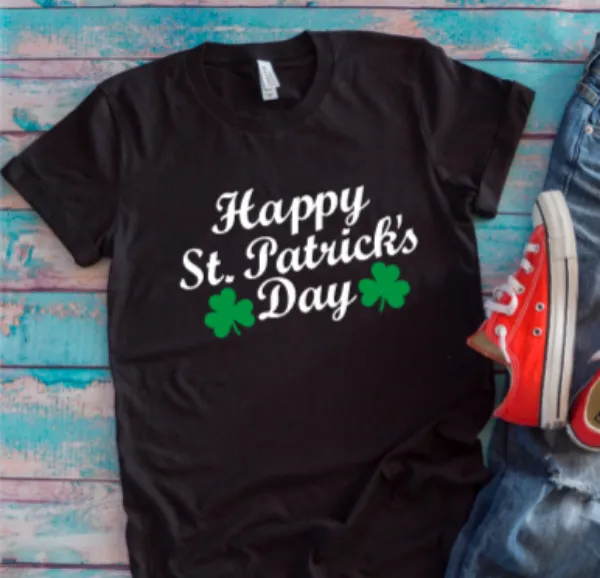 Happy St. Patrick's Day, Black Unisex Short Sleeve T-shirt