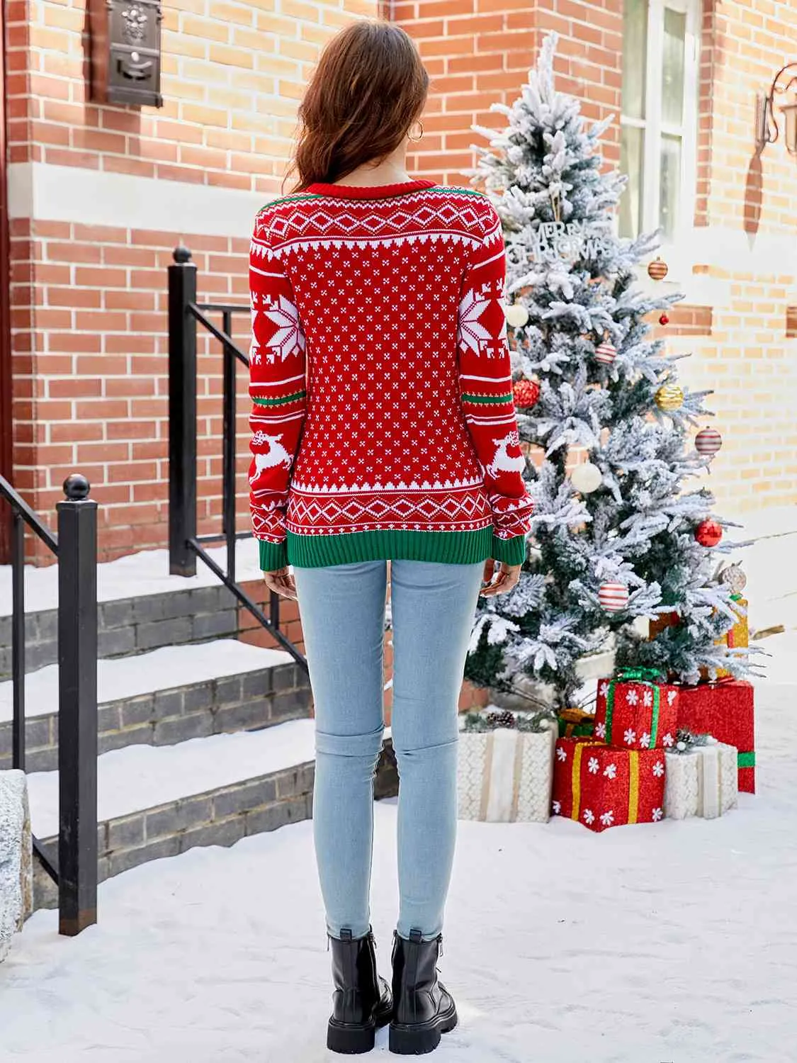 Hazel Blues® |  Letter Graphic Round Neck Long Sleeve Sweater