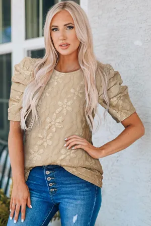Hazel Blues® |  Puff Sleeve Round Neck Blouse