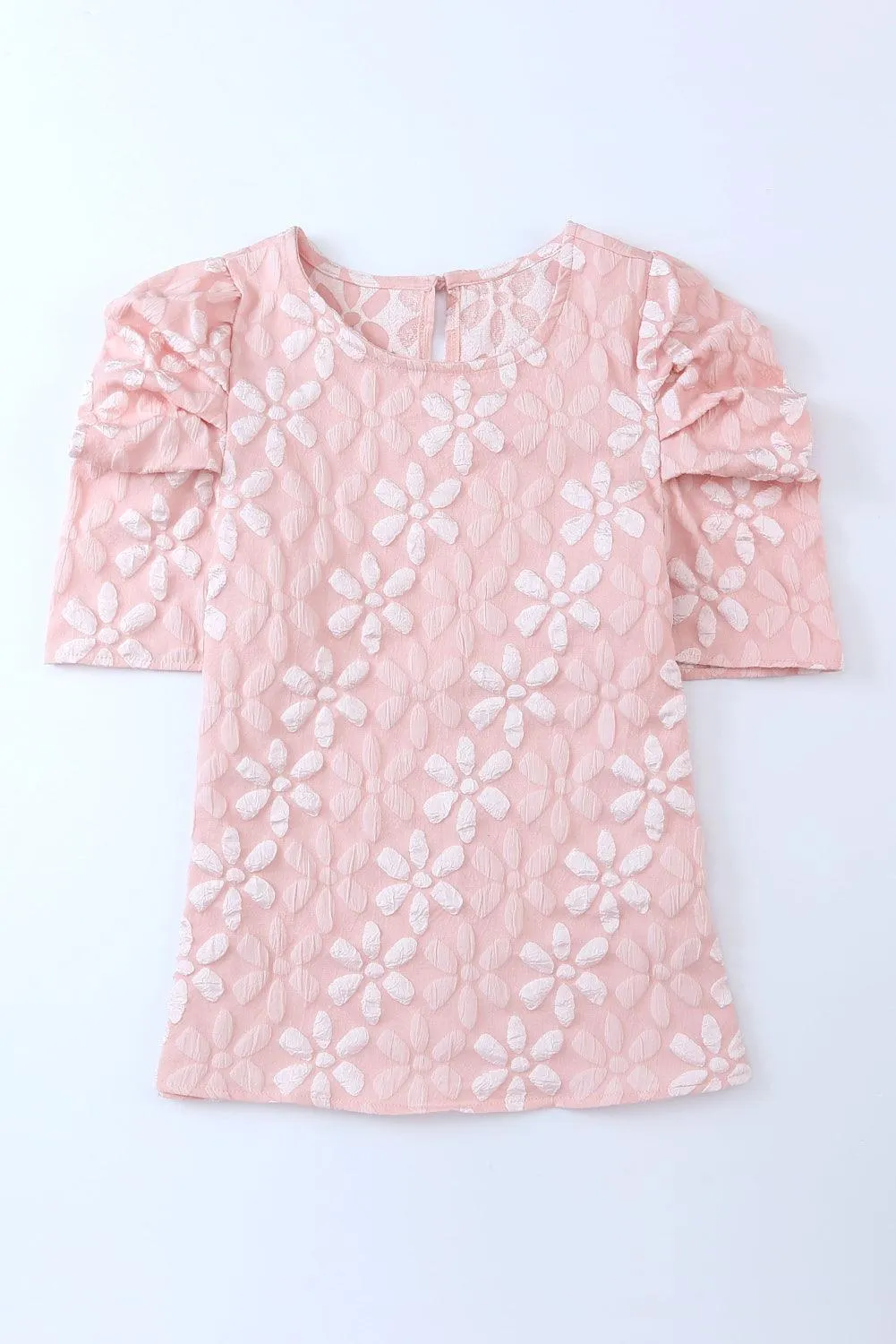 Hazel Blues® |  Puff Sleeve Round Neck Blouse