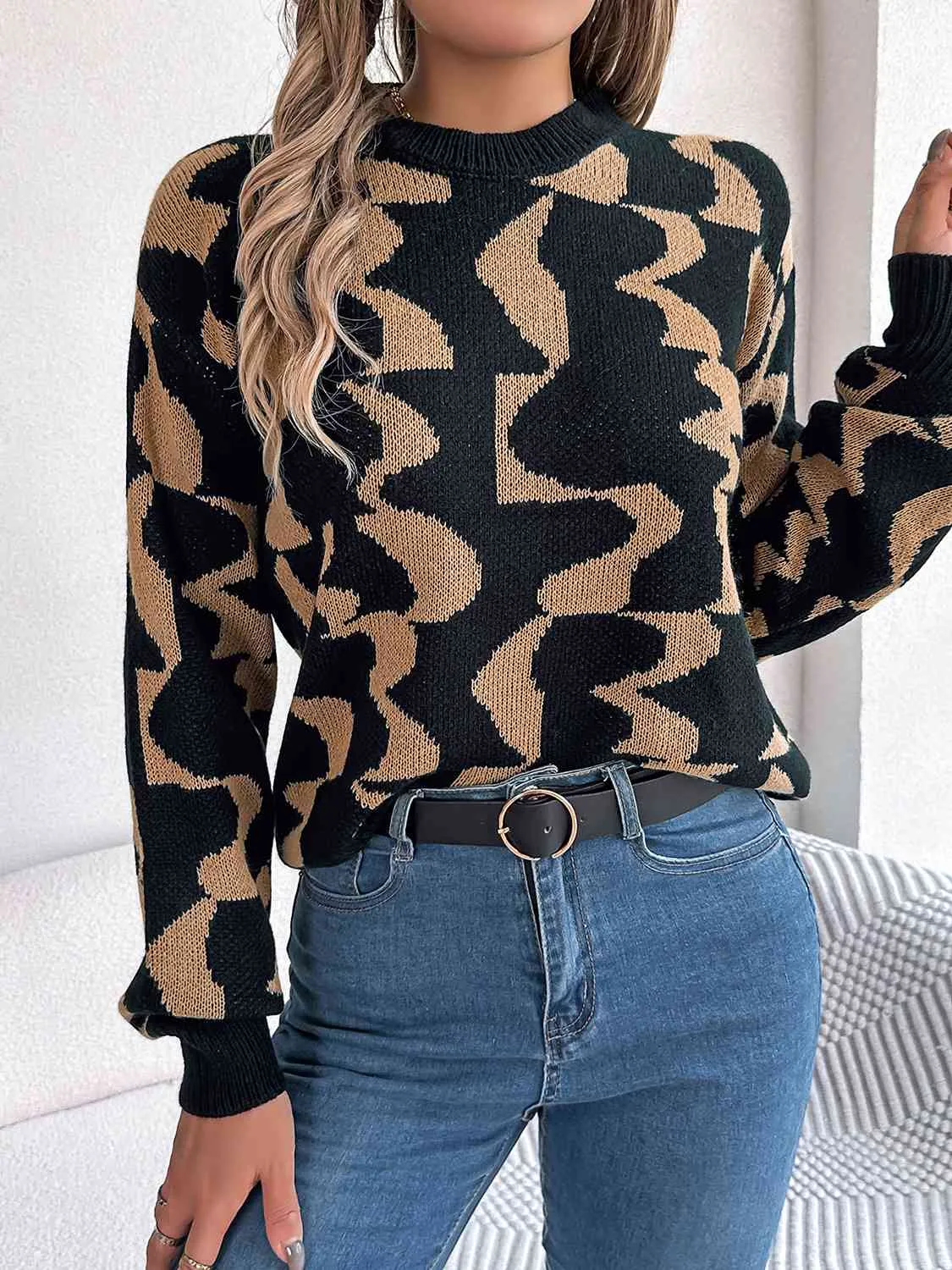 Hazel Blues® |  Round Neck Long Sleeve Sweater