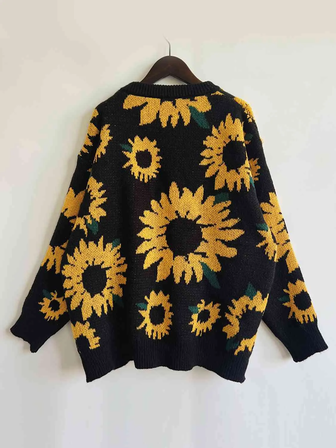 Hazel Blues® |  Sunflower Dropped Shoulder Long Sleeve Sweater