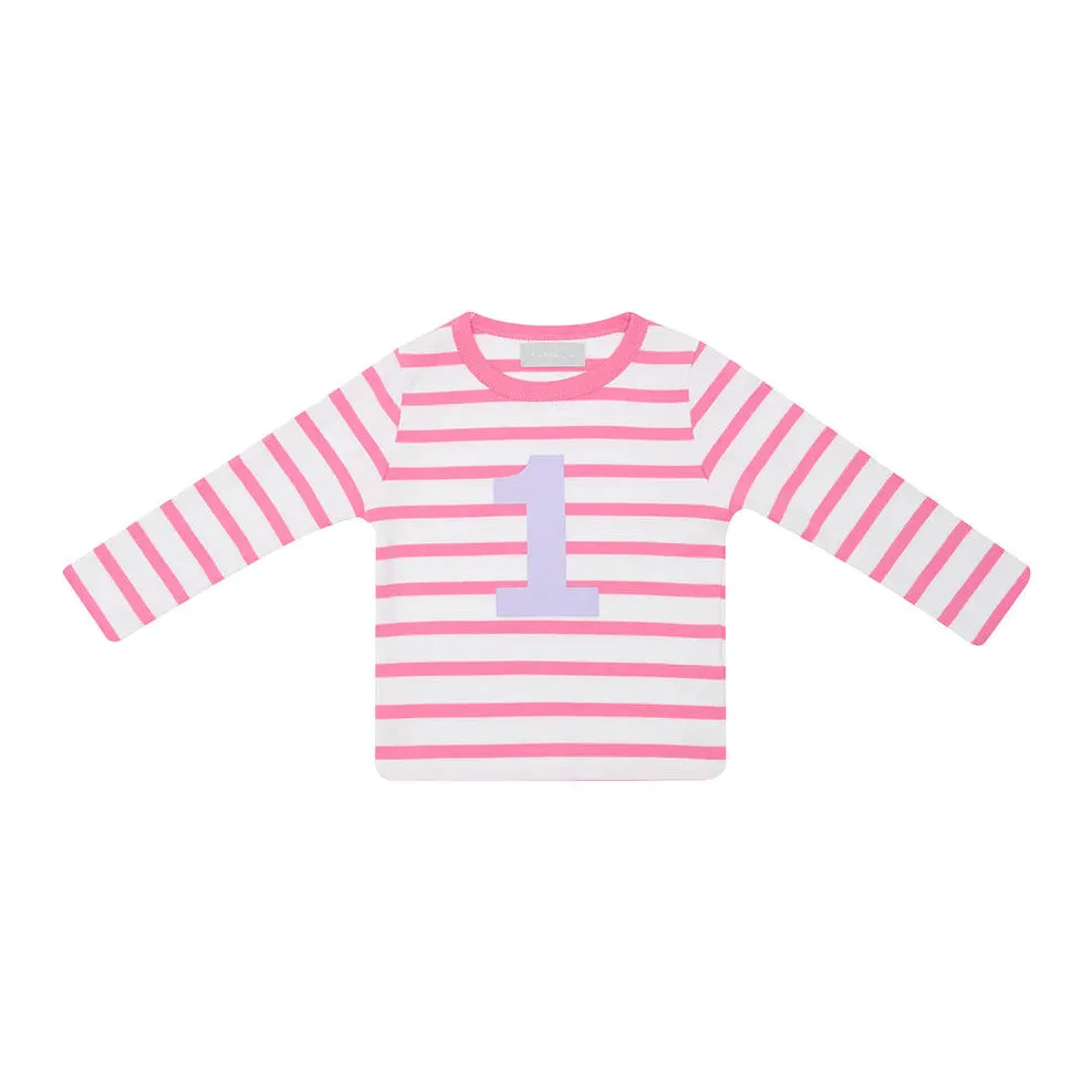 Hot Pink and White Number Tee 1-4