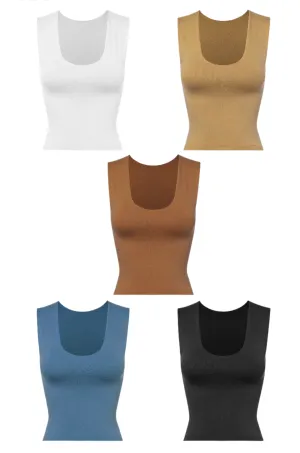 Inner Lined Wide Shoulder Tank Top