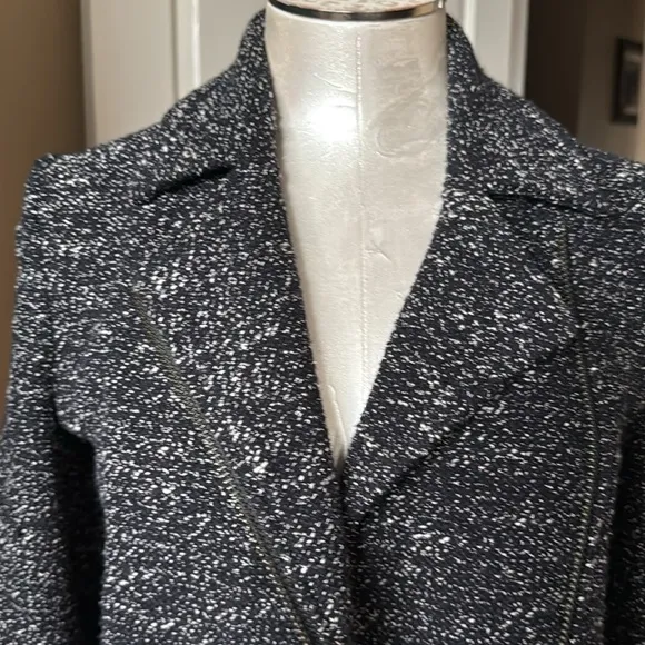 J. Crew Black and White Tweed Moto Jacket black and white New No Tag size 4