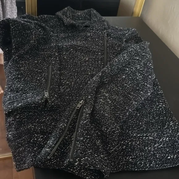 J. Crew Black and White Tweed Moto Jacket black and white New No Tag size 4