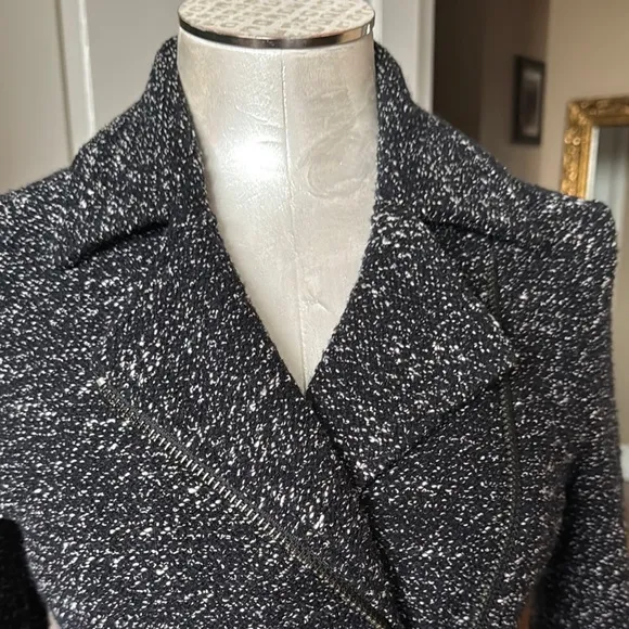 J. Crew Black and White Tweed Moto Jacket black and white New No Tag size 4