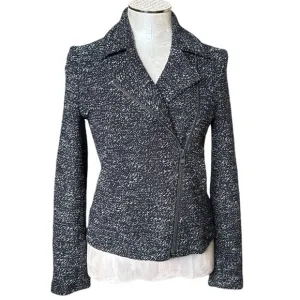 J. Crew Black and White Tweed Moto Jacket black and white New No Tag size 4