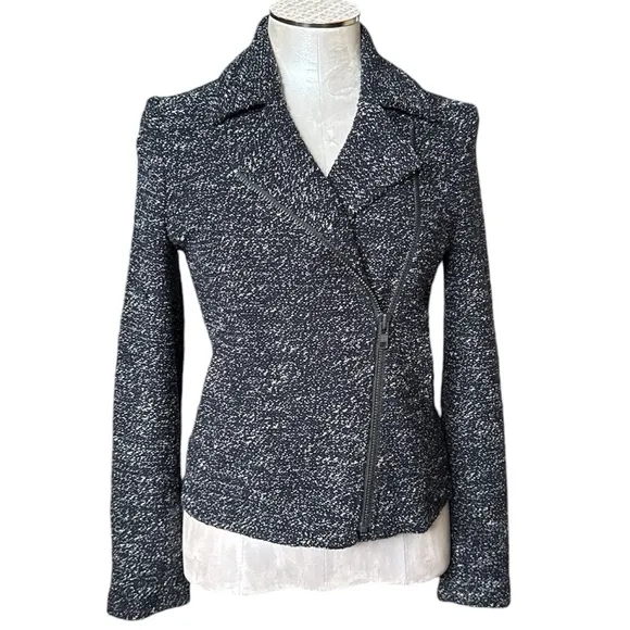 J. Crew Black and White Tweed Moto Jacket black and white New No Tag size 4