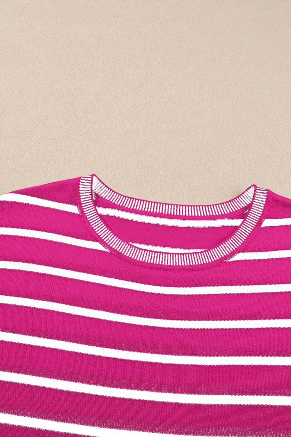 Jaclyn Striped Round Neck Cap Sleeve Knit Top