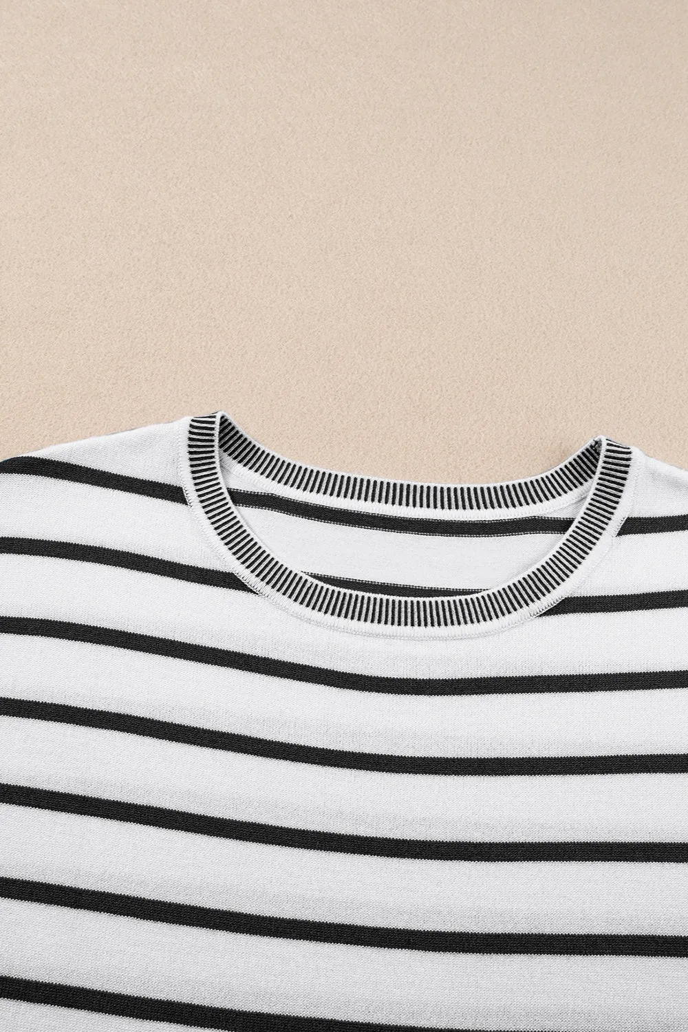 Jaclyn Striped Round Neck Cap Sleeve Knit Top
