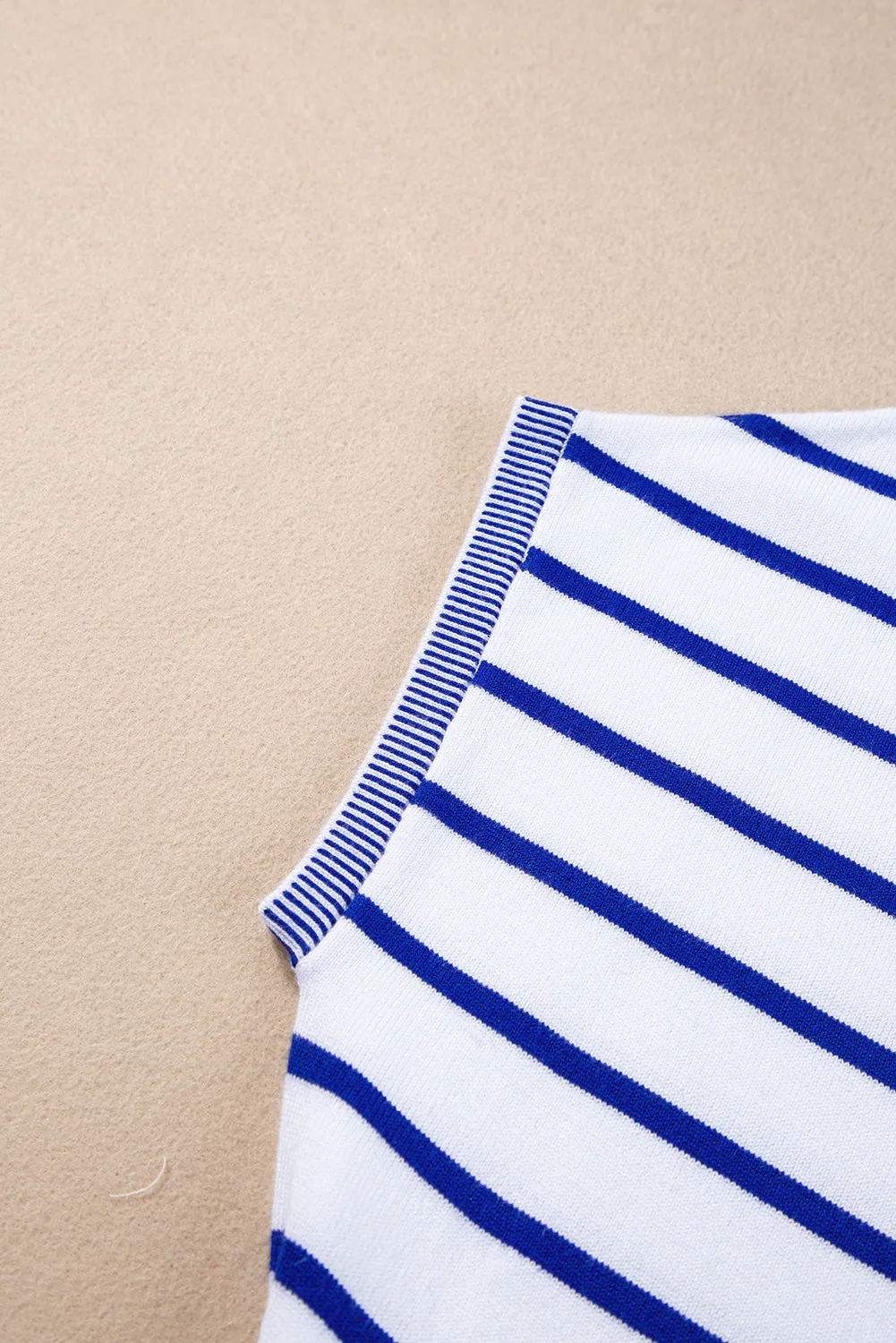 Jaclyn Striped Round Neck Cap Sleeve Knit Top