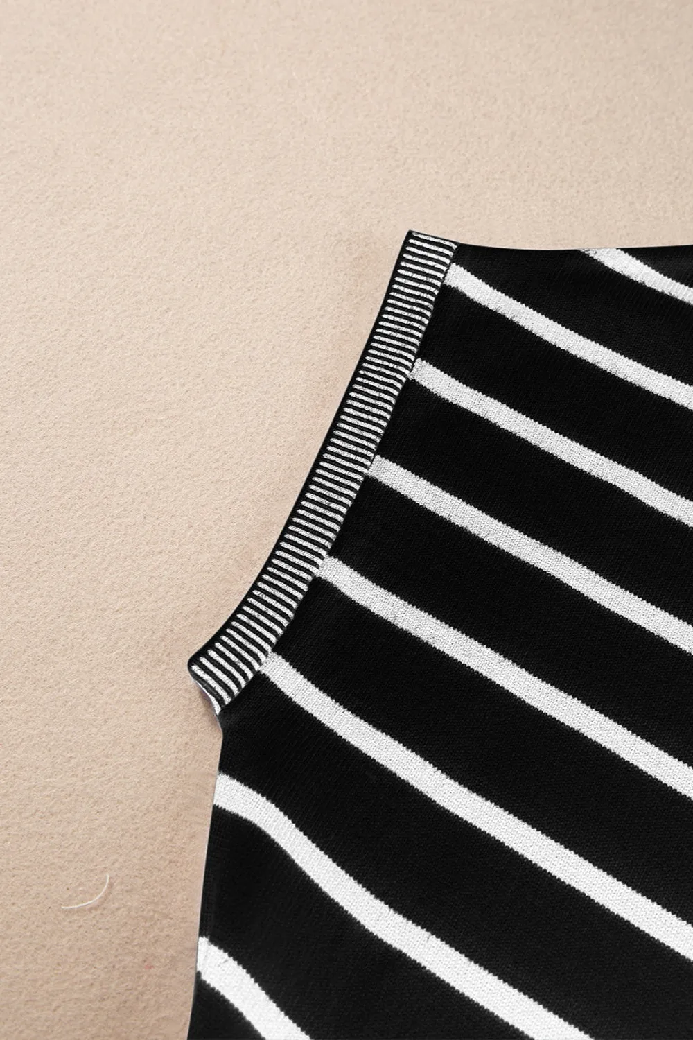 Jaclyn Striped Round Neck Cap Sleeve Knit Top