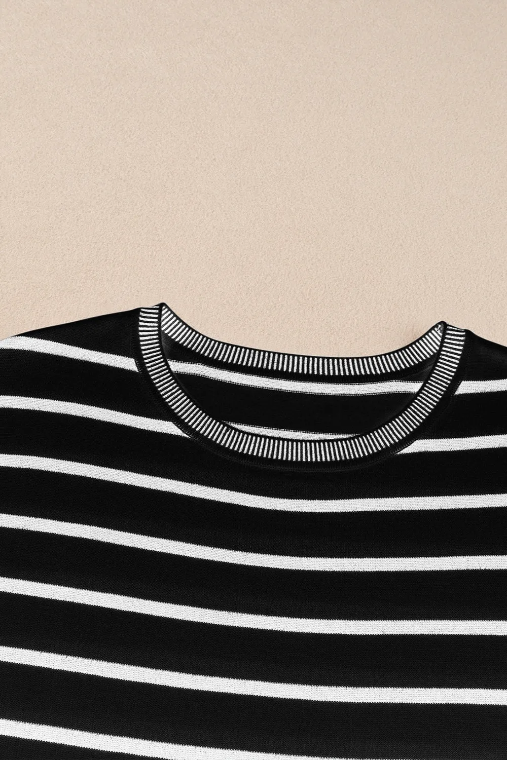 Jaclyn Striped Round Neck Cap Sleeve Knit Top
