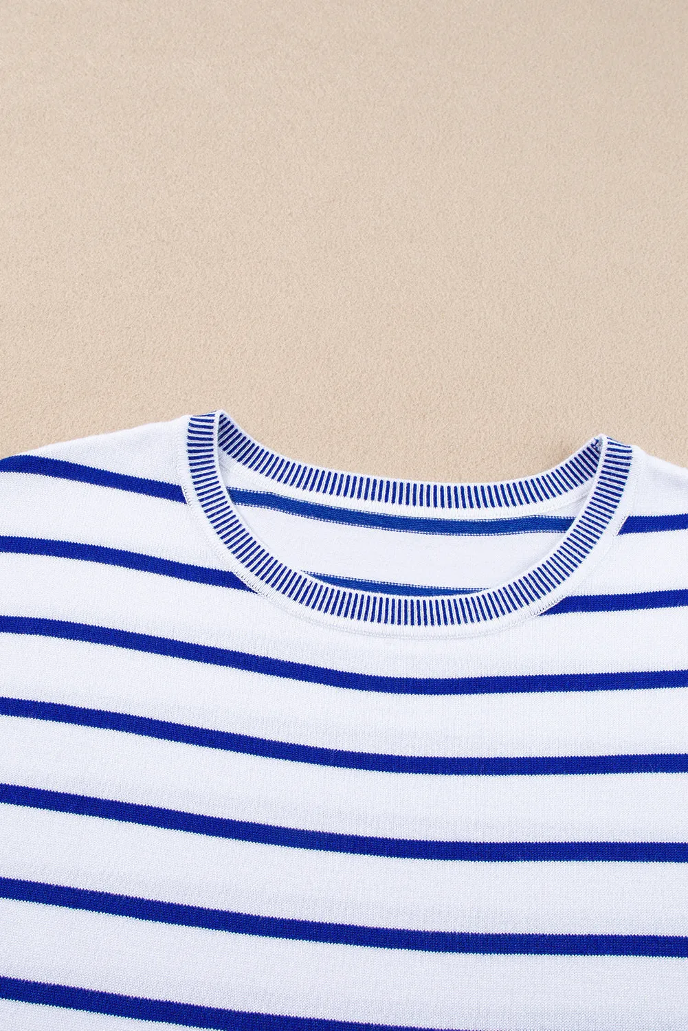 Jaclyn Striped Round Neck Cap Sleeve Knit Top