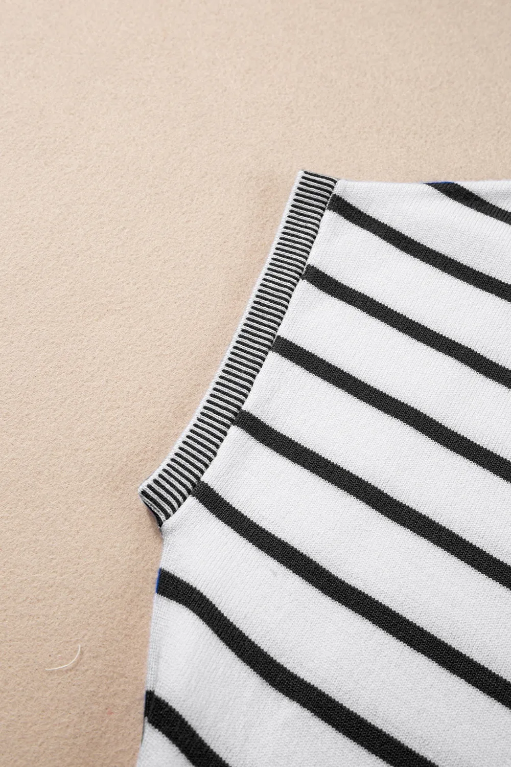 Jaclyn Striped Round Neck Cap Sleeve Knit Top
