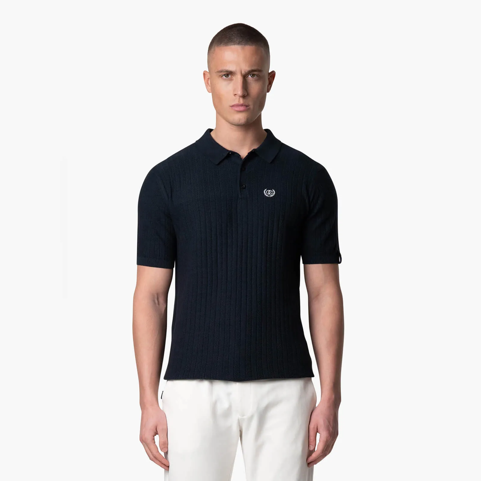 JAY KNITTED POLO | NAVY/OFF WHITE