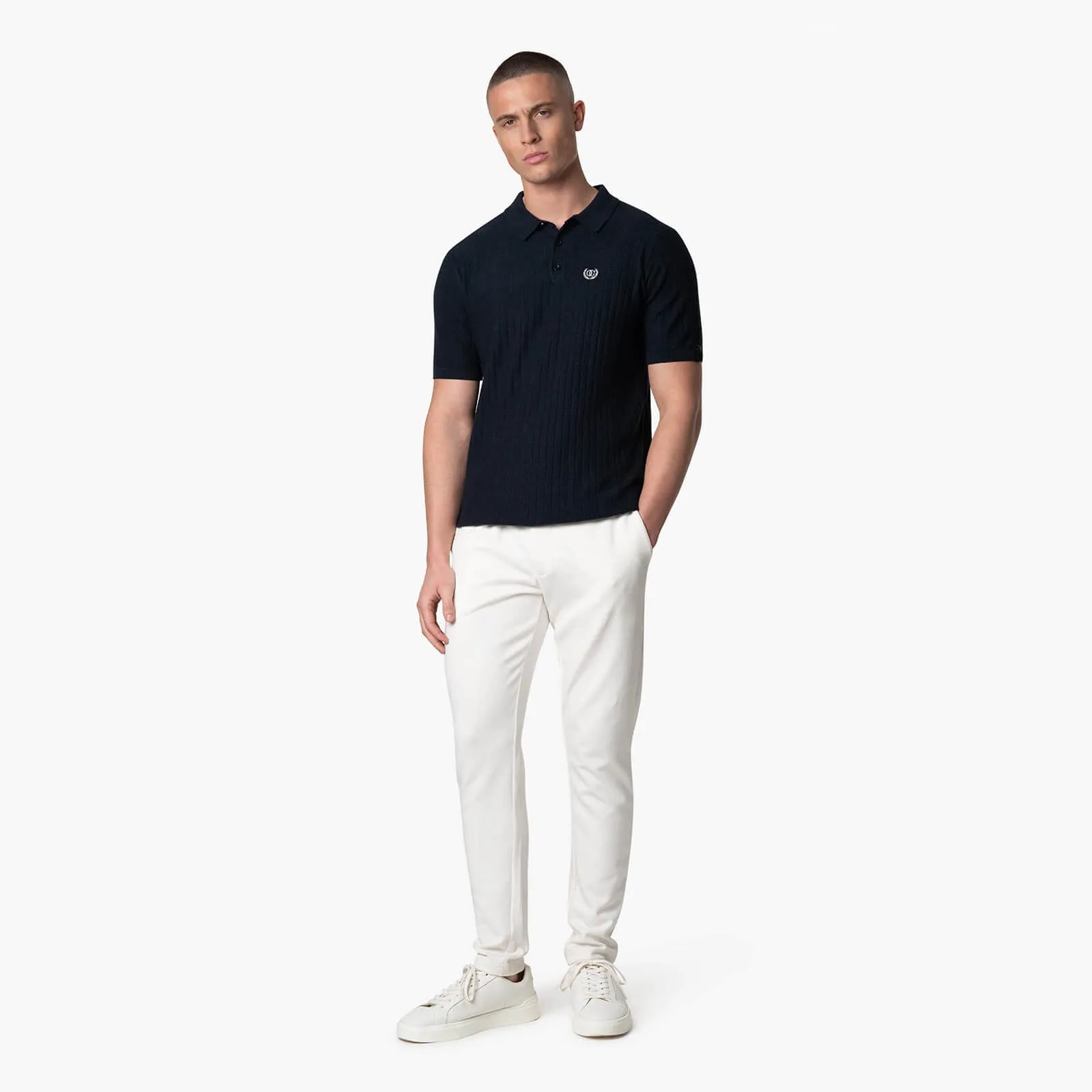 JAY KNITTED POLO | NAVY/OFF WHITE