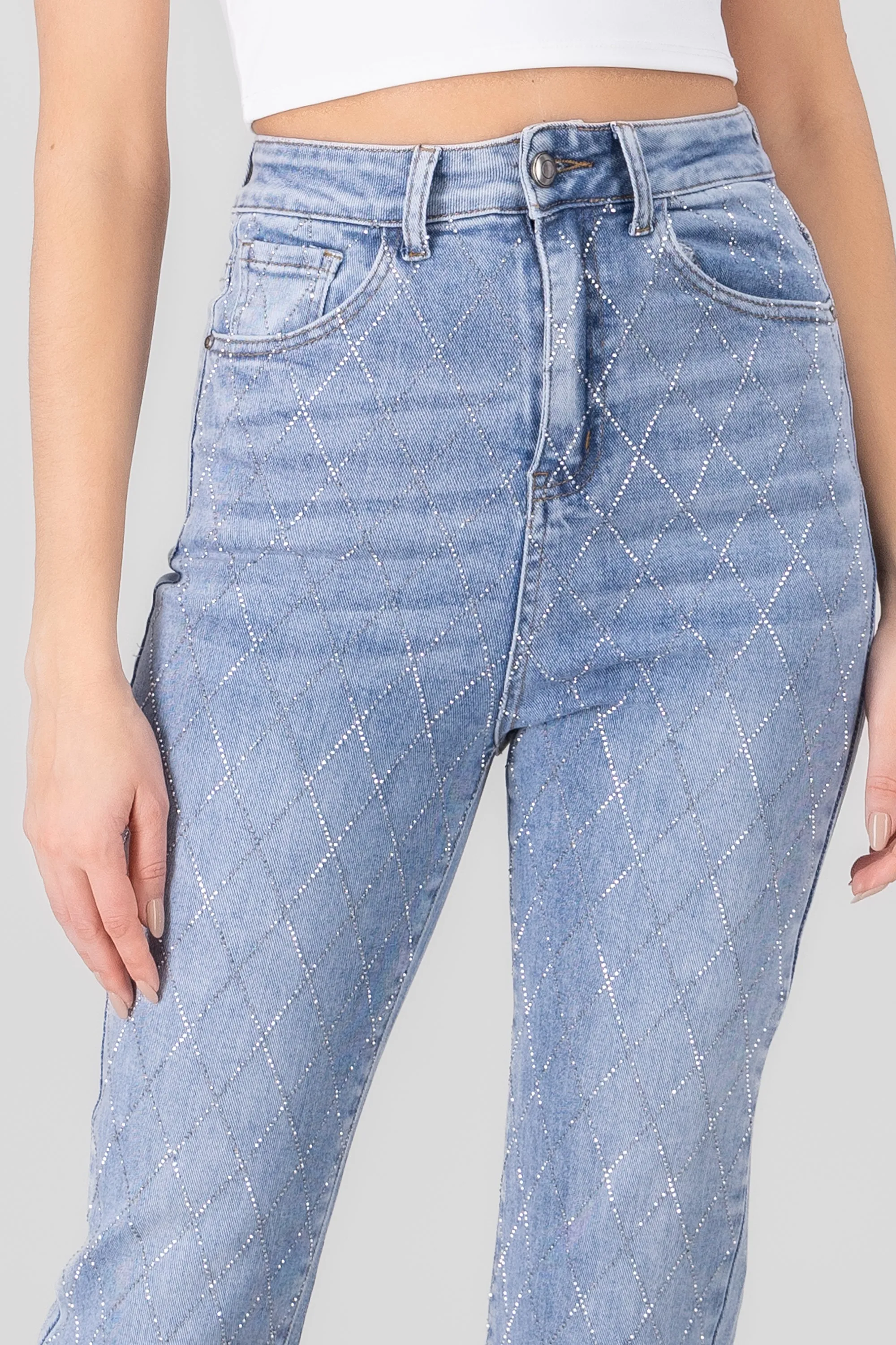 Jeans rhinestones degradado