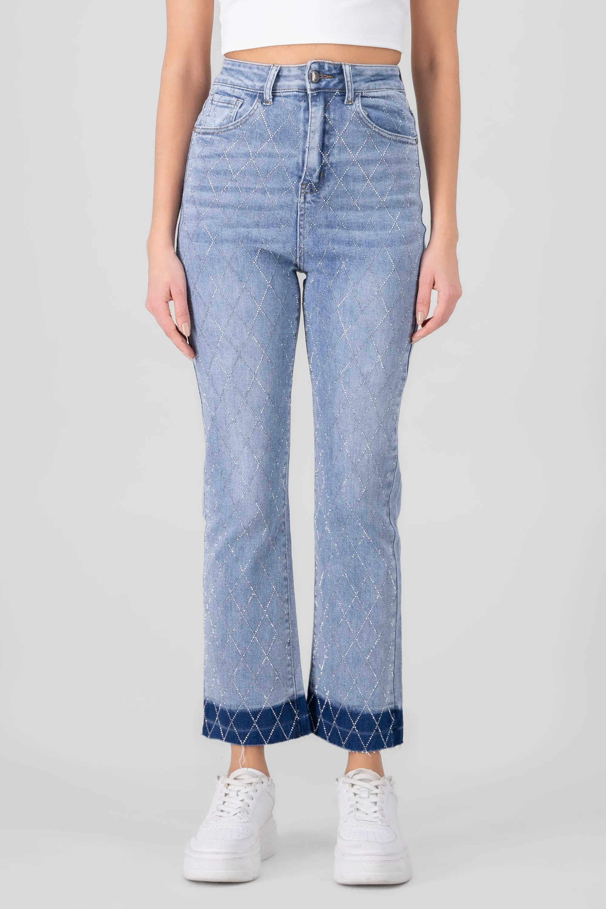 Jeans rhinestones degradado
