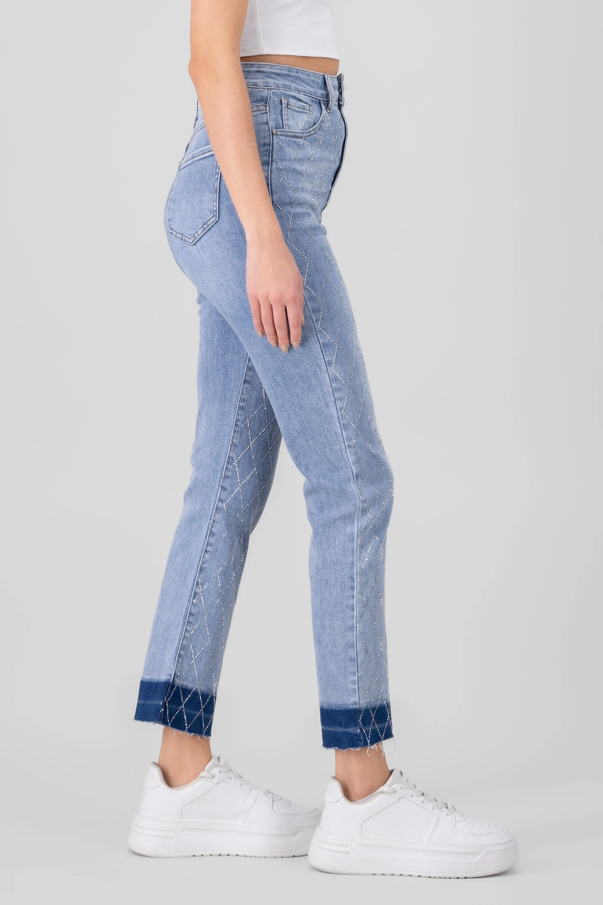 Jeans rhinestones degradado