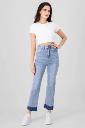 Jeans rhinestones degradado
