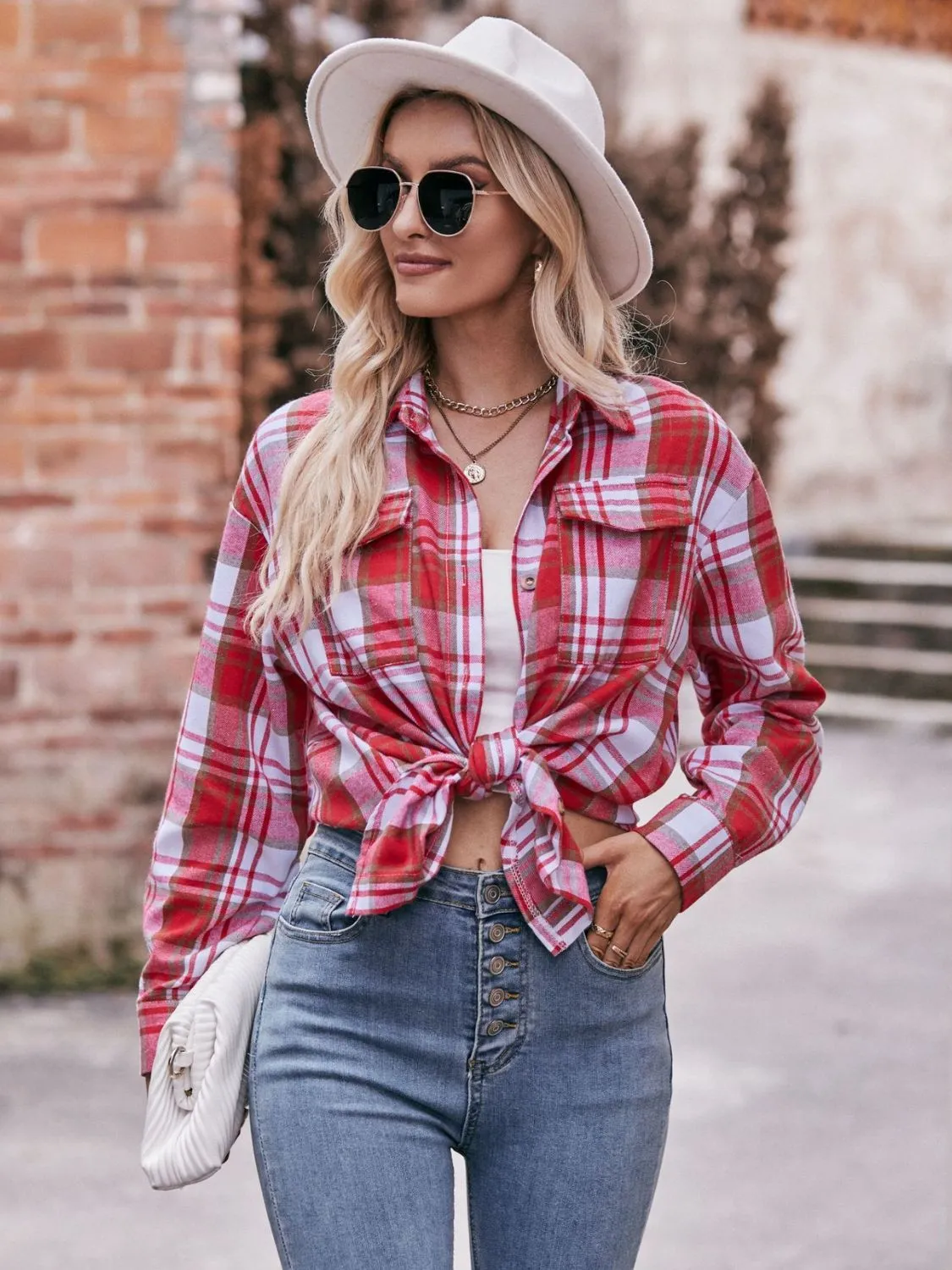 Jessica Plaid Dropped Shoulder Shirt