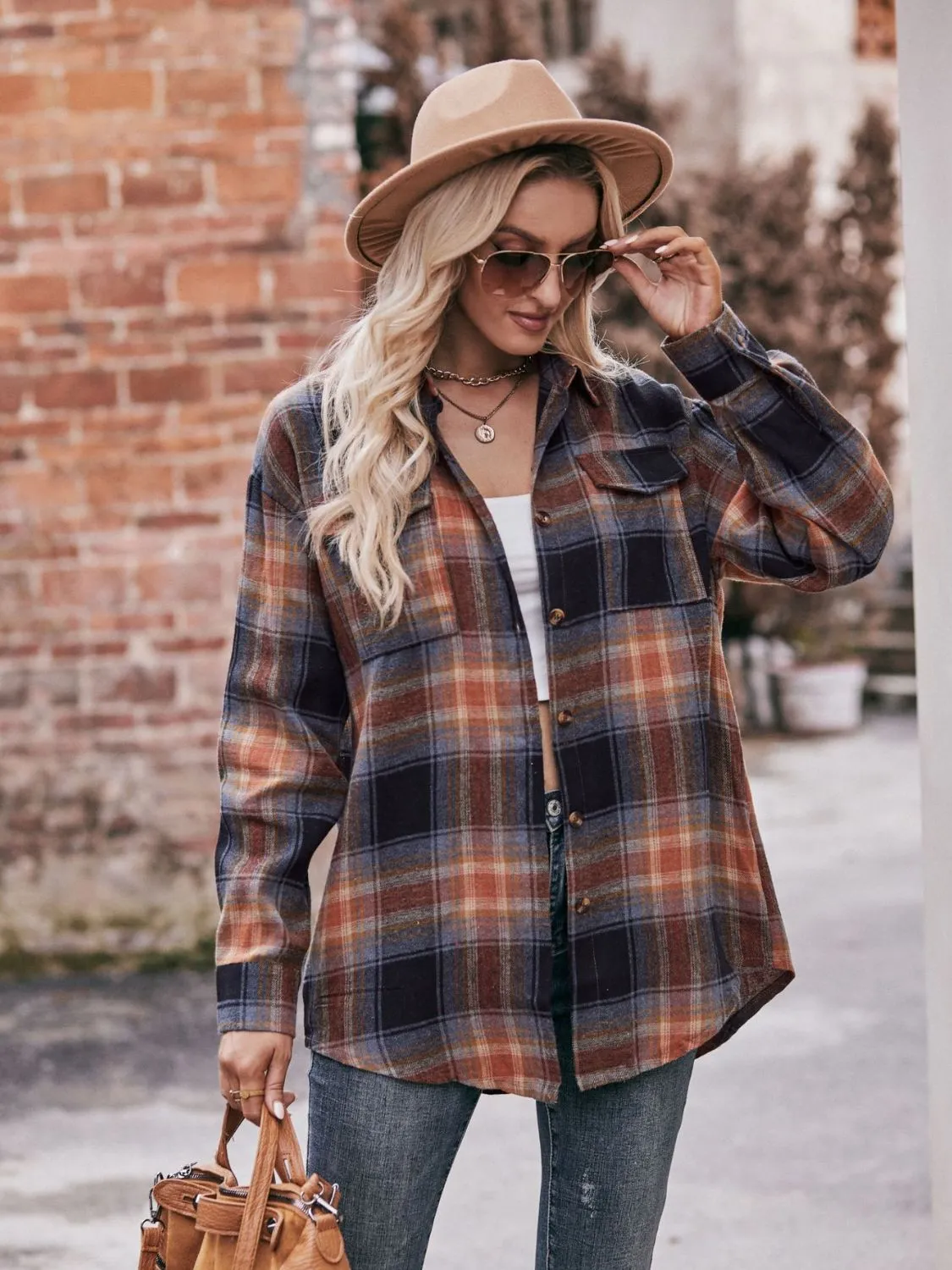 Jessica Plaid Dropped Shoulder Shirt