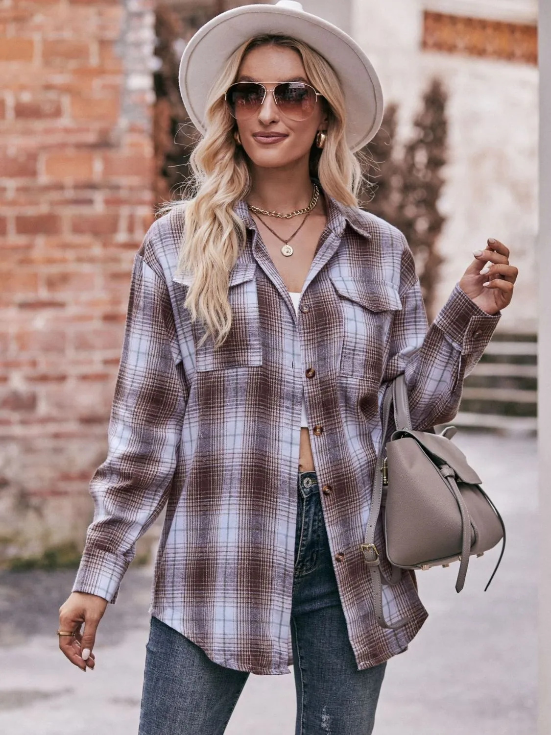 Jessica Plaid Dropped Shoulder Shirt