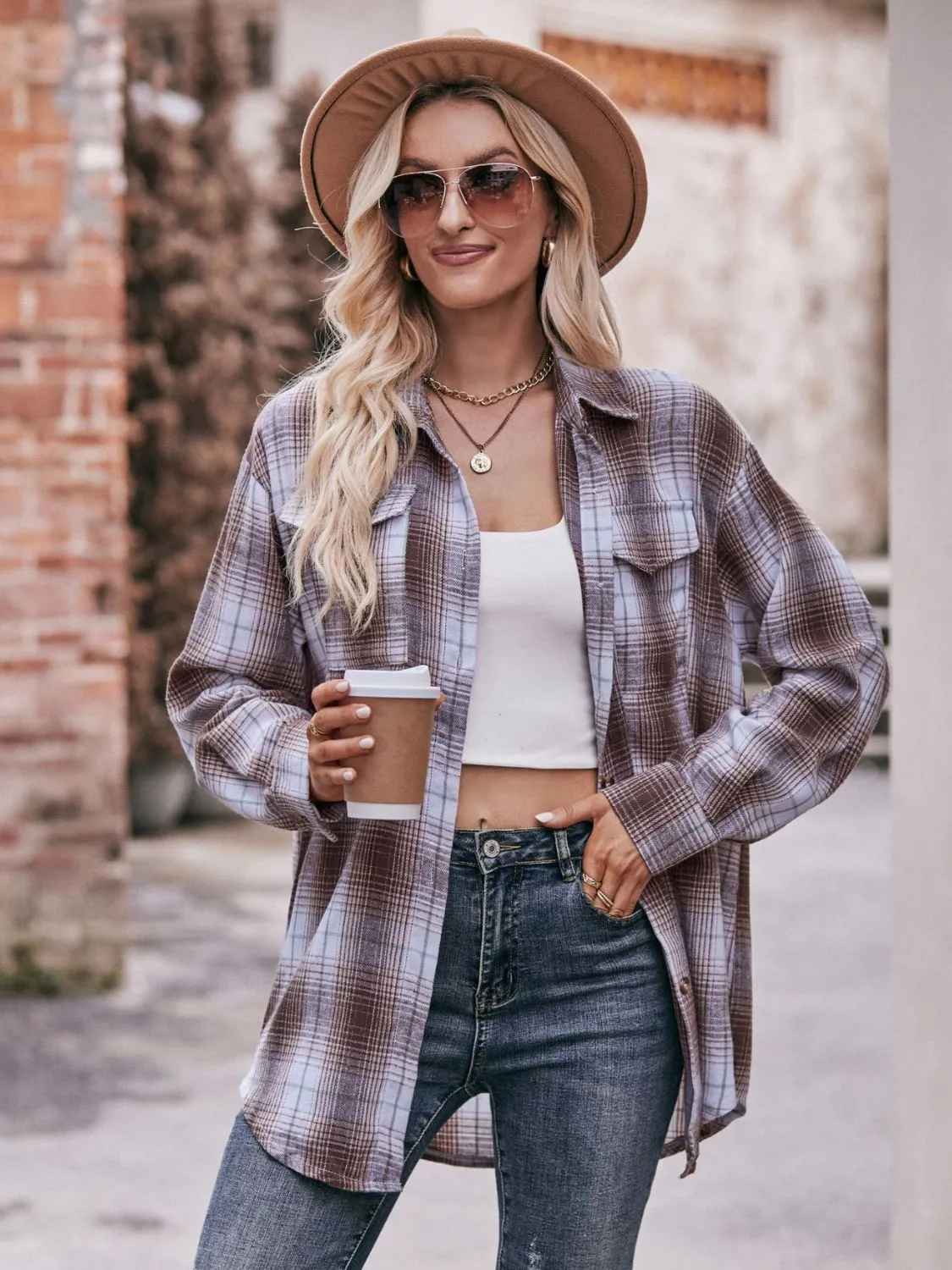 Jessica Plaid Dropped Shoulder Shirt