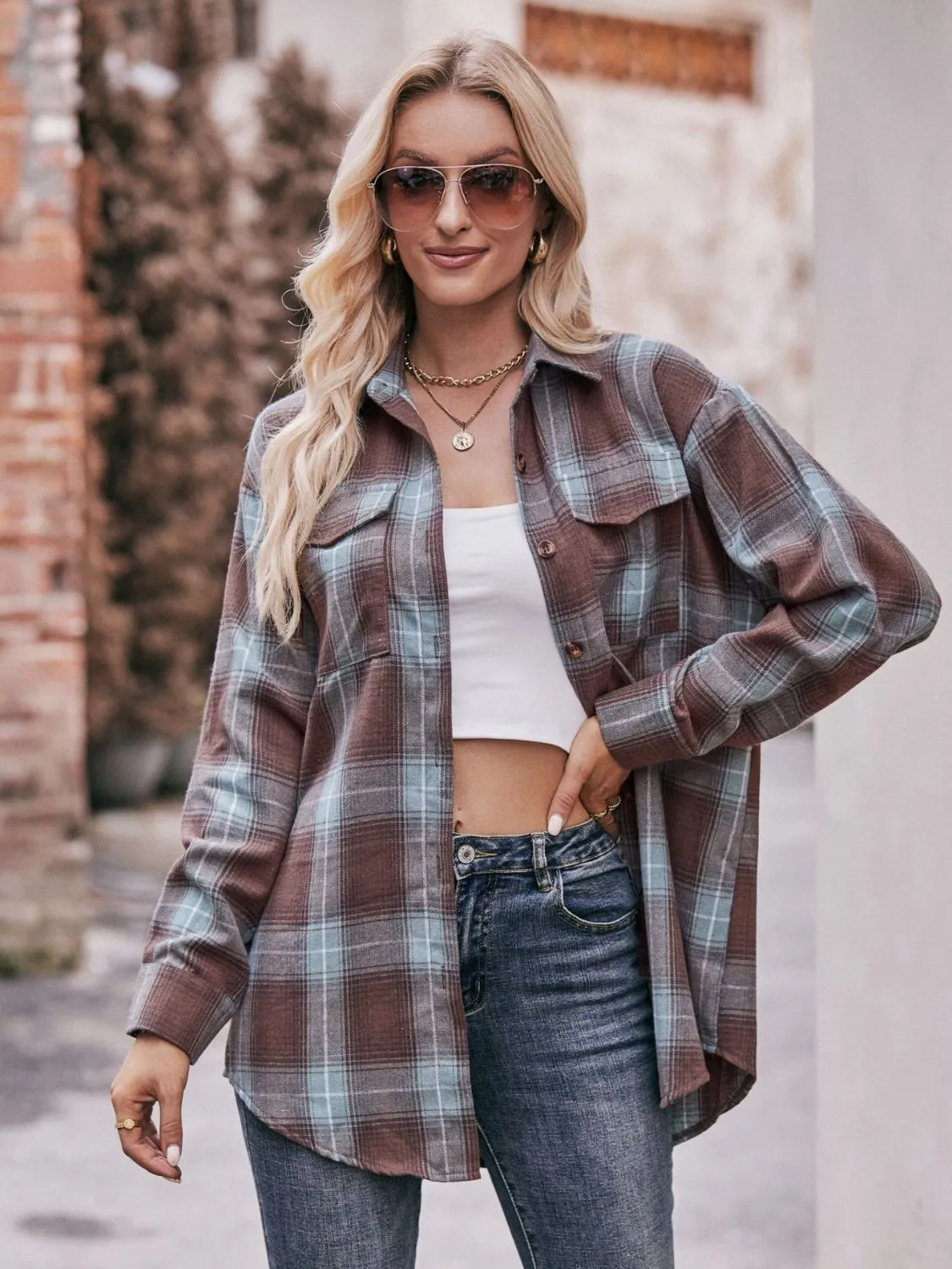 Jessica Plaid Dropped Shoulder Shirt