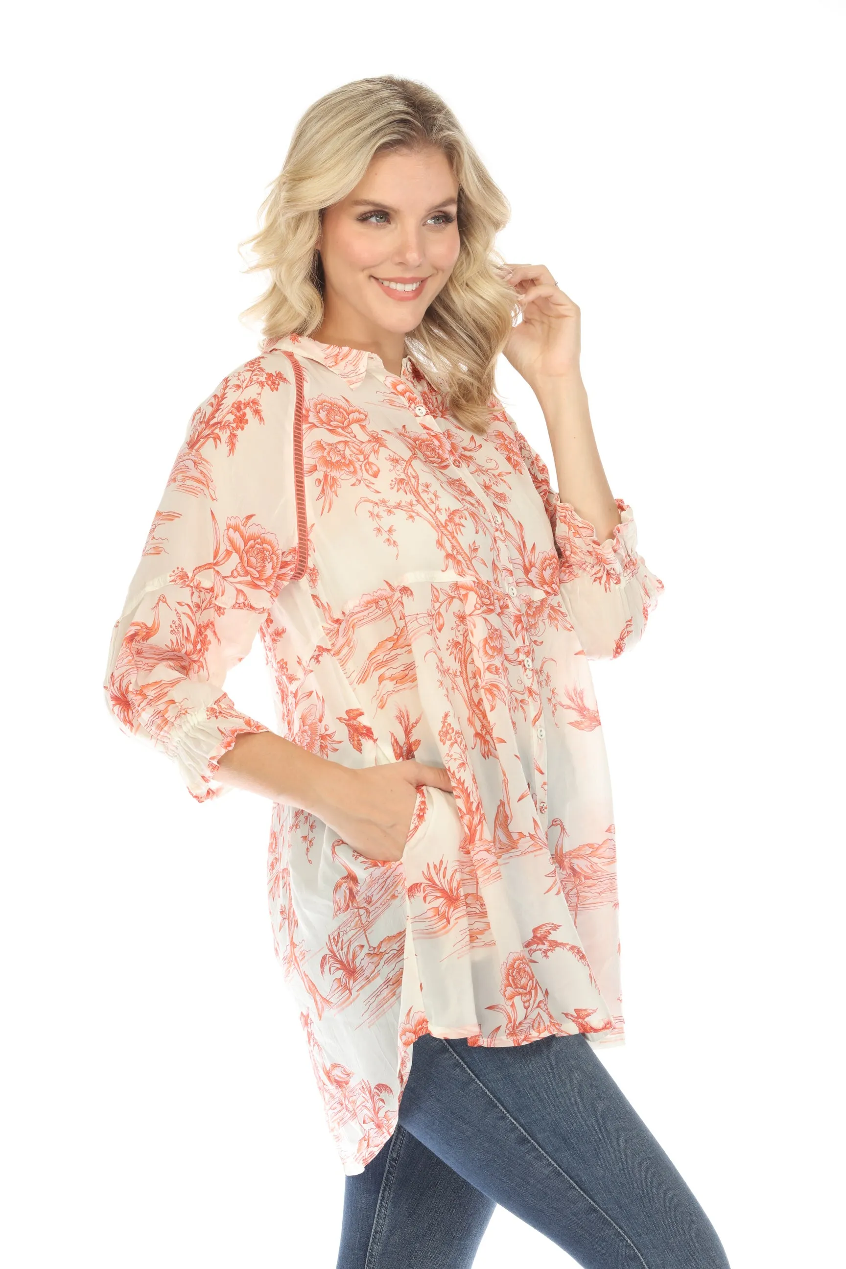 Johnny Was Spring Firebird Adonia Tunic Top C29324B1 Boho Chic