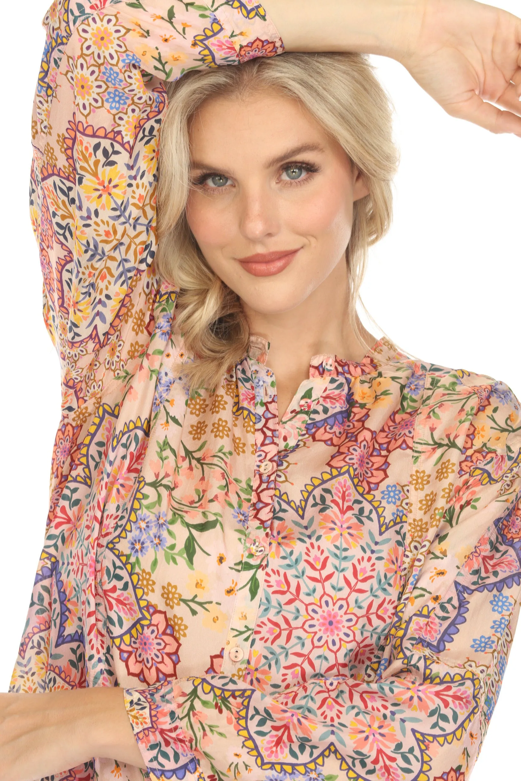 Johnny Was Spring Kalani Silk Blouse C11324A1 Boho Chic
