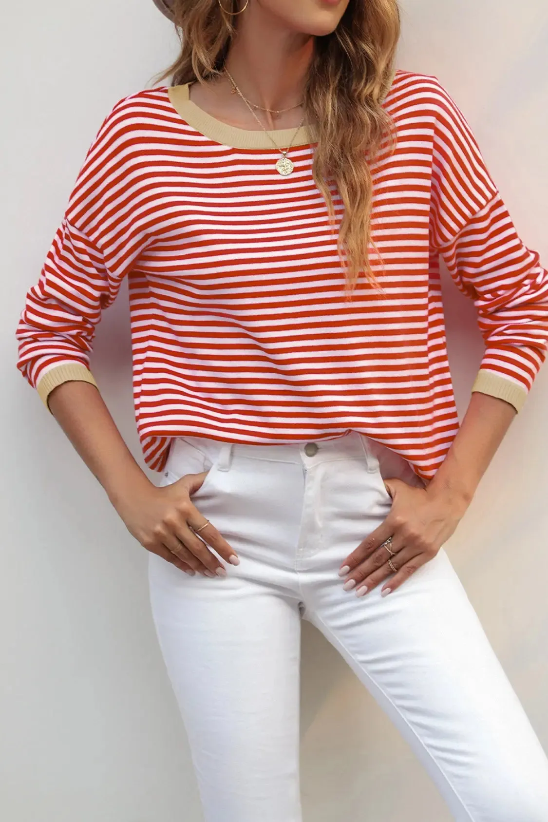 'Jolene' Striped Drop Shoulder T-Shirt