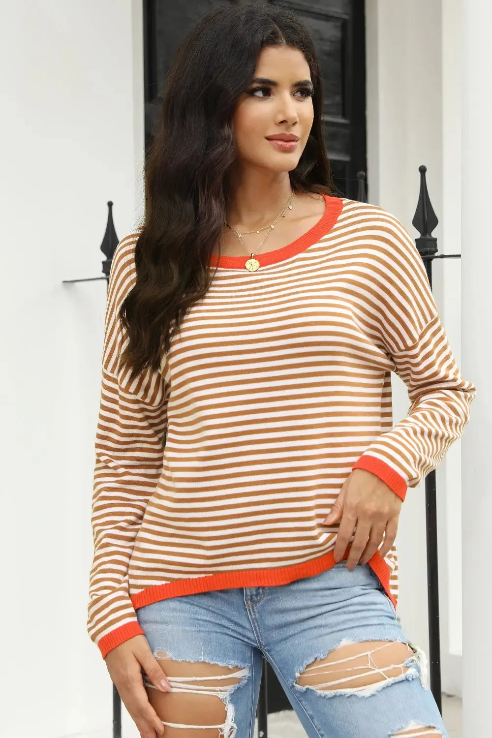 'Jolene' Striped Drop Shoulder T-Shirt
