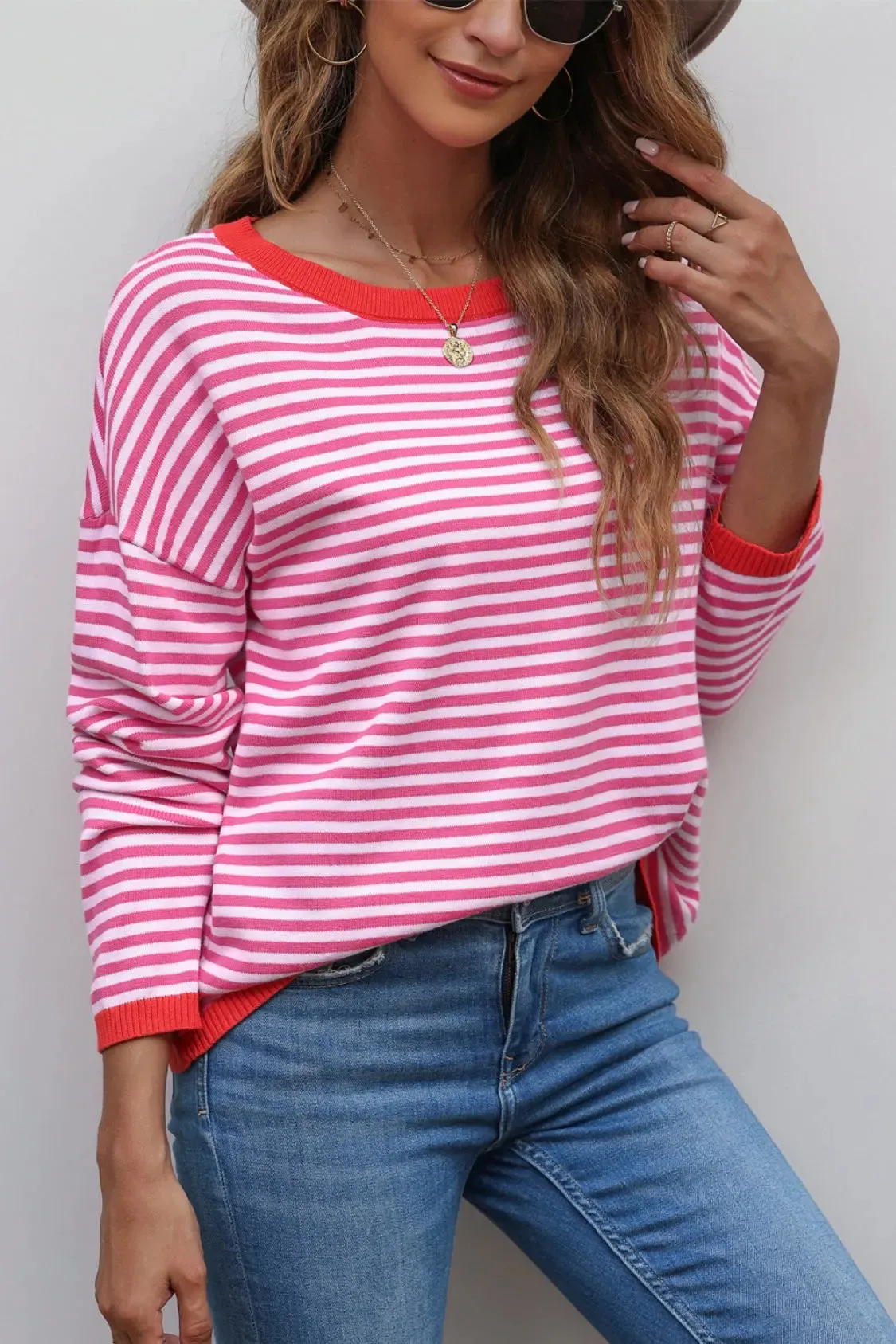 'Jolene' Striped Drop Shoulder T-Shirt