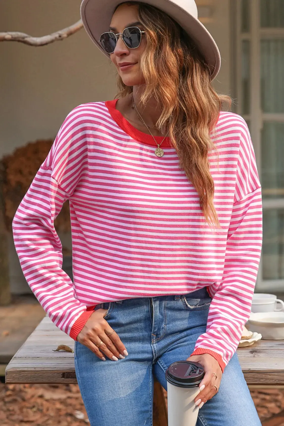 'Jolene' Striped Drop Shoulder T-Shirt