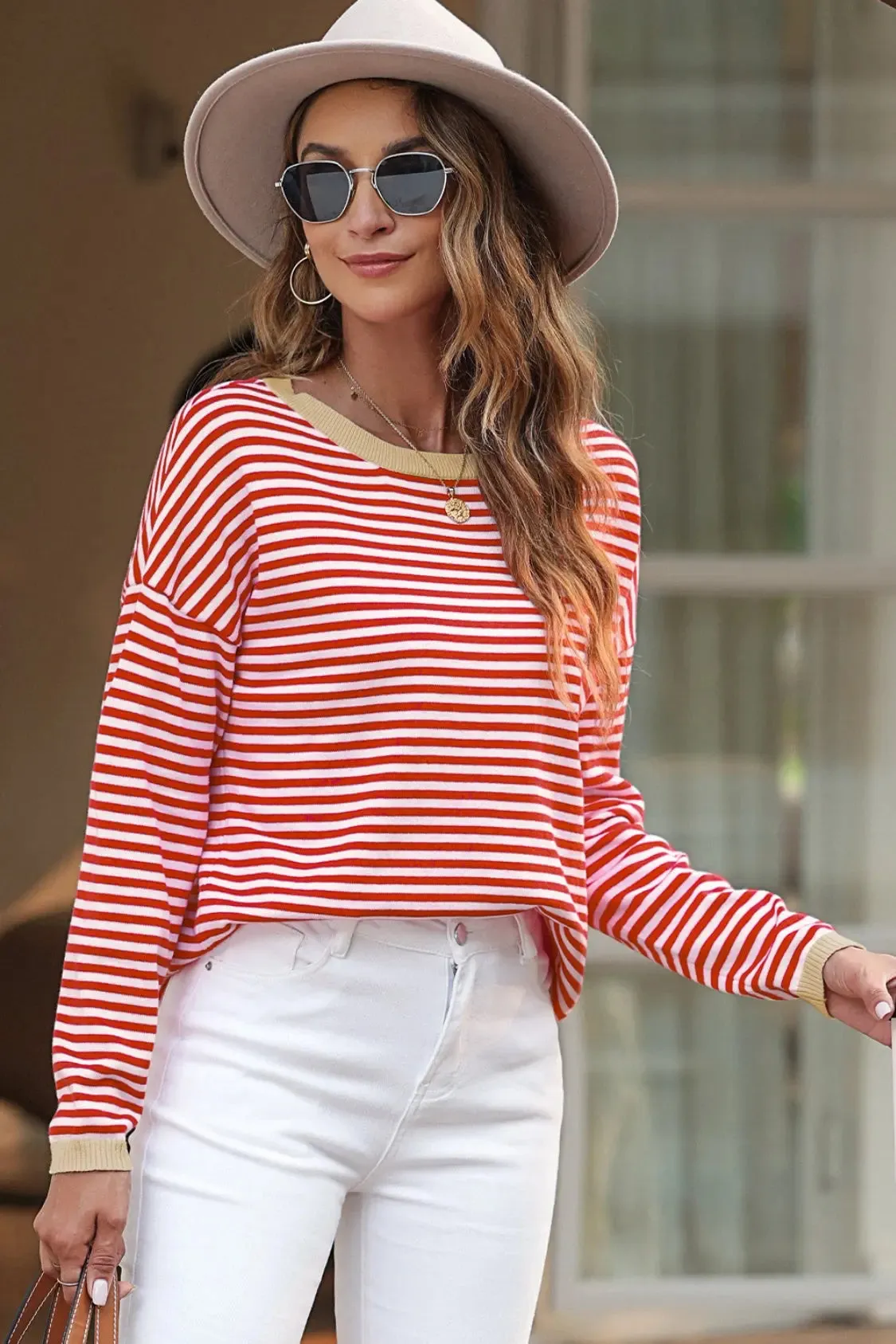 'Jolene' Striped Drop Shoulder T-Shirt
